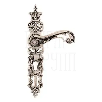 Дверная ручка на планке Class 'Jade' 1110 Svarovski серебро патинированное