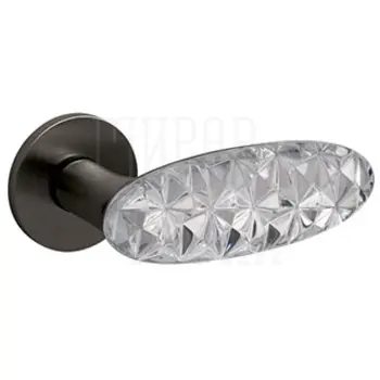 Дверные ручки на розетке Olivari Crystal Diamond суперантрацит + стекло