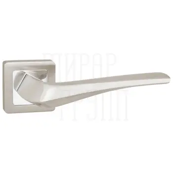 Дверная ручка Punto (Пунто) на квадратной розетке 'METEOR' QR матовый никель + хром