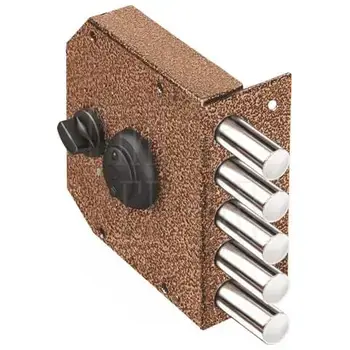 Замок Elbor (Эльбор) накладной Гранит 1.06.61.МА никель сув. 4 риг. задв. с защ. шторкой медный антик /22624/ никель