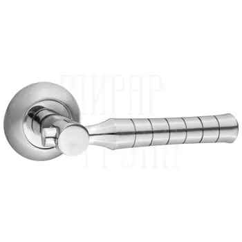 Дверные ручки Renz (Ренц) 'Гарсия' INDH 87-08 на круглой розетке никель матовый/никель блестящий