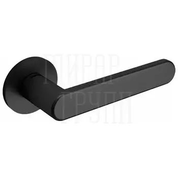 Дверная ручка на круглой розетке Tupai 3957 5S матовое золото R ф/з (на тонком основании 5 мм) черный