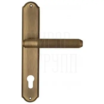 Дверная ручка Venezia 'EXA ZIG' на планке PL02 матовая бронза (cyl)
