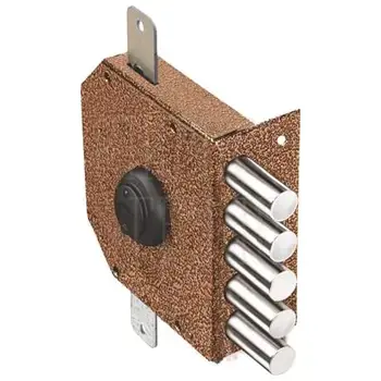 Замок Elbor (Эльбор) накладной Гранит 1.06.52.КМА никель сув. 5 риг. тяги зап. коробка медный антик /20433/ никель