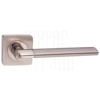 Ручка дверная'Марчелло' INDH 57-02 на квадратной розетке никель матовый/никель блестящий