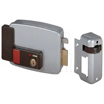 Замок Cisa (Чиза) накладной электромеханический 11.630.60.1 (дверь прав. открывается внутрь) никель