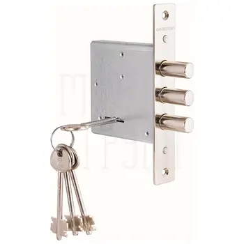 Замок Guardian (Гардиан) врезной сувальдный ЗВ 10.01 (без отв. планки) 4 кл. (длинный кл. 60 мм) /128:3356/ схема