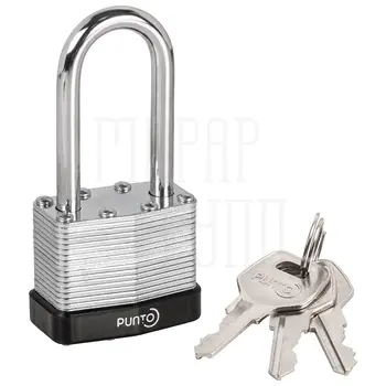 Замок Punto (Пунто) навесной PK-6540L 3 key англ. длинная дужка никель