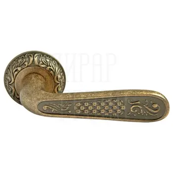 Дверная ручка на круглой розетке RUCETTI RAP-CLASSIC 1 бронза состаренная