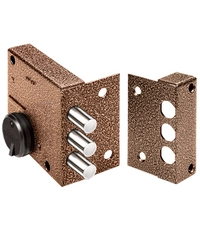 Замок Elbor (Эльбор) накладной Кремень 1.04.51.КМА никель сув. 3 риг. зап. коробка медный антик /32383/