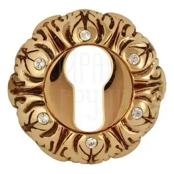 Накладка Class под цилиндр (CYL) NEW / 6 Swarovski золото 24к + коричневый + 6