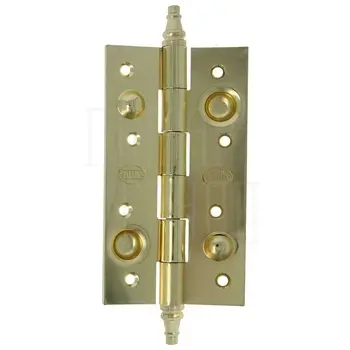 Петля дверная универсальная латунная противосъемная Amig 561 150x82x3 с колпачком полированная латунь