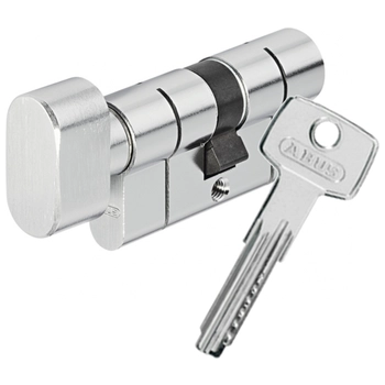 Профильный цилиндр ключ-вертушка ABUS KD6PSN Z50/K50 100 mm (45+10+45) с удлиненной шейкой ключа матовый никель