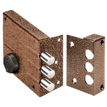 Замок Elbor (Эльбор) накладной Кремень 1.04.52.МА никель сув. 3 риг. медный антик никель