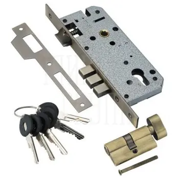 Замок врезной с цилиндром ADDEN BAU LOCK 4585 5-60B D бронза