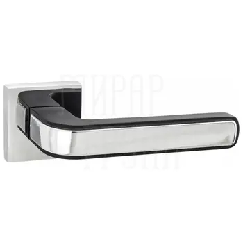 Дверные ручки Puerto (Пуэрто) INAL 539-03 на квадратной розетке черный + полированный хром