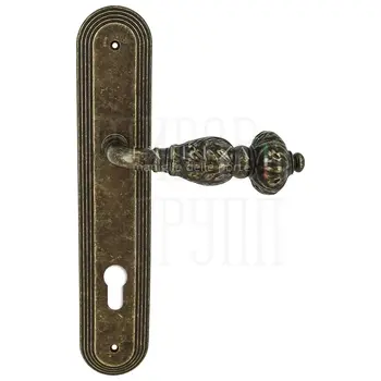 Дверная ручка Extreza 'TESLA' (Тесла) 315 на планке PL05 античная бронза (cyl)