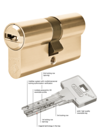 Купить Цилиндровый механизм Abus Bravus.3500 MX MAGNET ключ-ключ 155 mm (65+10+80) по цене 37`573 руб. в Москве