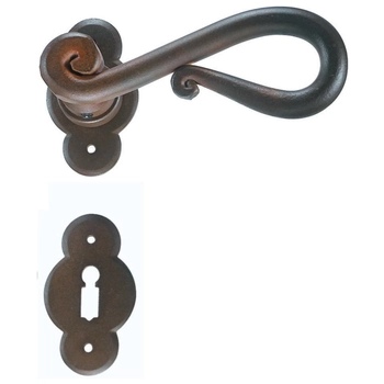 Дверная ручка кованая раздельная Galbusera ART. 2201 'ROMA' античная ржавчина