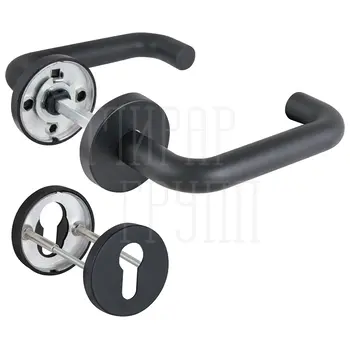 Дверные ручки на раздельном основании Fuaro (Фуаро) DH-0219 с накладками черный