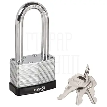 Замок Punto (Пунто) навесной PK-6550L 3 key англ. длиная дужка никель