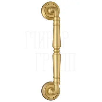 Ручка дверная скоба Extreza 'Petra' (Петра) 250 мм (205 мм) на круглых розетках R01 матовая латунь
