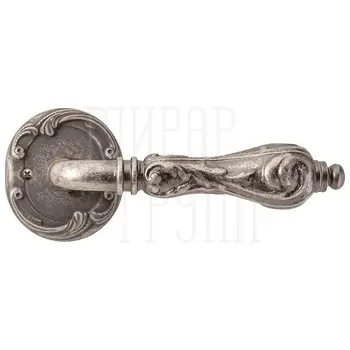 Ручка дверная на круглом раздельном основании Val de Fiori (Вал де Фиори) 'НАПОЛИ' античное серебро