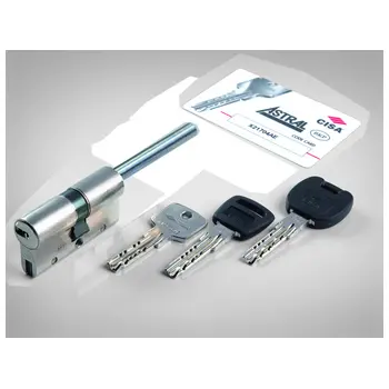 Цилиндровый механизм Cisa (Чиза) ключ-шток ASTRAL S 70 mm (35+10+25) никель
