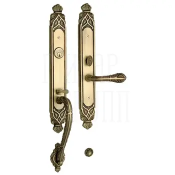 Ручка для входной двери Mestre OJ 3404 с замком и ключами матовая античная латунь