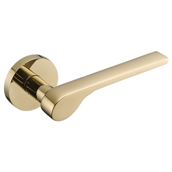 Дверная ручка из латуни Ghobestir 'INFINITY Collection' E027 на круглом основании полированная латунь