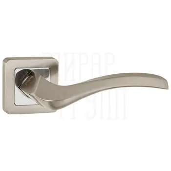 Дверная ручка Punto (Пунто) на квадратной розетке 'VESTA' QR матовый никель + хром