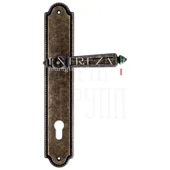 Дверная ручка Extreza 'LEON' (Леон) 303 на планке PL03 античная бронза (cyl)