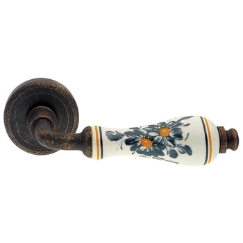 Дверные ручки на круглой розетке Manital 'Valencia' античная бронза + декор