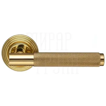 Дверная ручка Extreza 'TUBA' (Туба) 126 на круглой розетке R05 полированное золото
