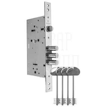 Замок Fuaro (Фуаро) врезной сувальдный TERMO MDV25/S-60.00.3R16 4 key (ключ удл. 120/75 мм) никель