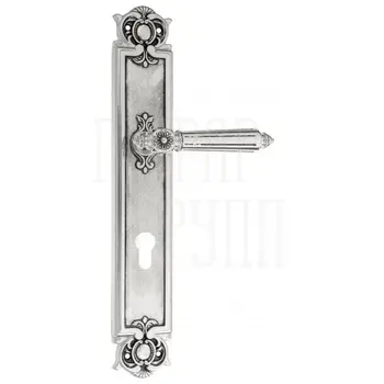 Дверная ручка Venezia 'CASTELLO' на планке PL97 натуральное серебро (cyl)