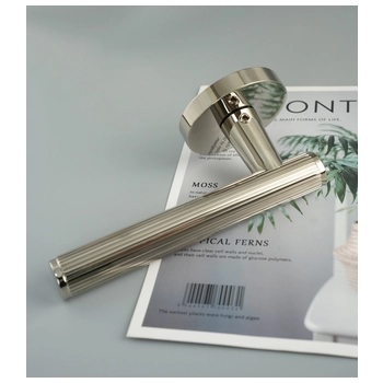 Дверная ручка из латуни в 3-х тренд оттенках Ghobestir 'RACHEL' G002 на овальной розетке никель pvd