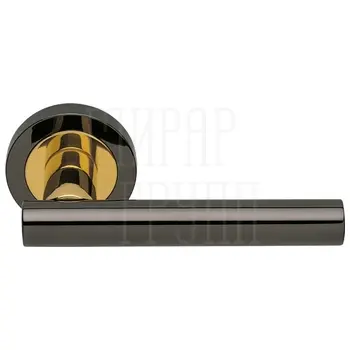 Дверные ручки на розетке Morelli Luxury 'Calla' черный хром + золото