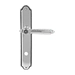 Дверная ручка Extreza "LEON" (Леон) 303 на планке PL03, натуральное серебро + черный (wc)