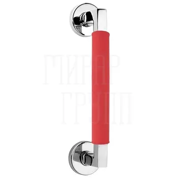 Дверная ручка-скоба Fimet 'Bau' 137L STG/232 (230/210 мм) полированный хром + красная кожа