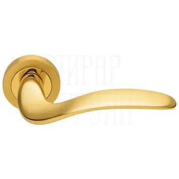 Дверные ручки на розетке Morelli Luxury 'Cobra' матовое золото + золото