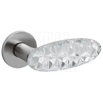 Дверные ручки на розетке Olivari Crystal Diamond матовый хром + стекло