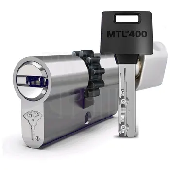 Цилиндровый механизм ключ-вертушка Mul-T-Lock (Светофор) MTL400 95 mm (30+10+55) никель + шестерня
