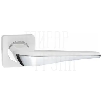 Дверные ручки Renz (Ренц) 'Фиоре' INDH 425-02 на квадратной розетке супер белый + полированный хром