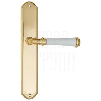 Дверная ручка Fratelli Cattini 'GRACIA CERAMICA BIANCO' на планке PL02 полированная латунь