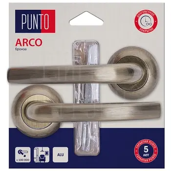 Дверная ручка Punto (Пунто) на круглой розетке 'ARCO' HD бронза