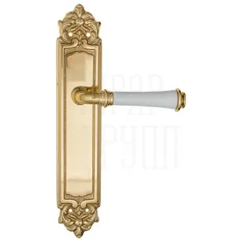 Дверная ручка Fratelli Cattini 'GRACIA CERAMICA BIANCO' на планке PL96 полированная латунь