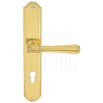 Дверная ручка Extreza 'PIERO' (Пиеро) 326 на планке PL01 полированное золото (cyl)