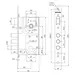 Корпус Fuaro (Фуаро) врезного замка c защёлкой MDV811/C-60.85.3R14, схема