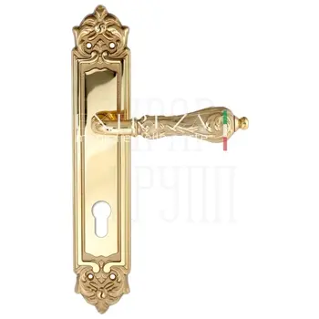 Дверная ручка Extreza 'GRETA' (Грета) 302 на планке PL02 полированное золото (cyl)